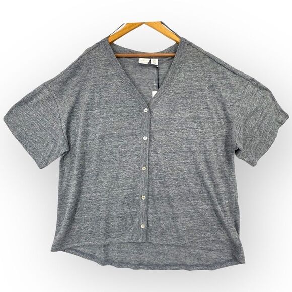 H by Halston Tops - -Halston 100% Linen Buttondown Women Shirt NWT XL
